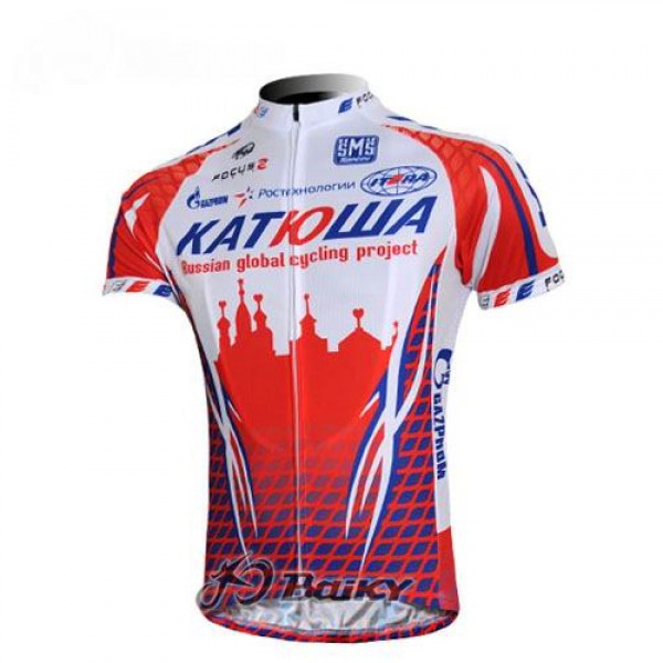 Katusha Russland Radtrikot Kurzarm Weiß Rot EEYL197