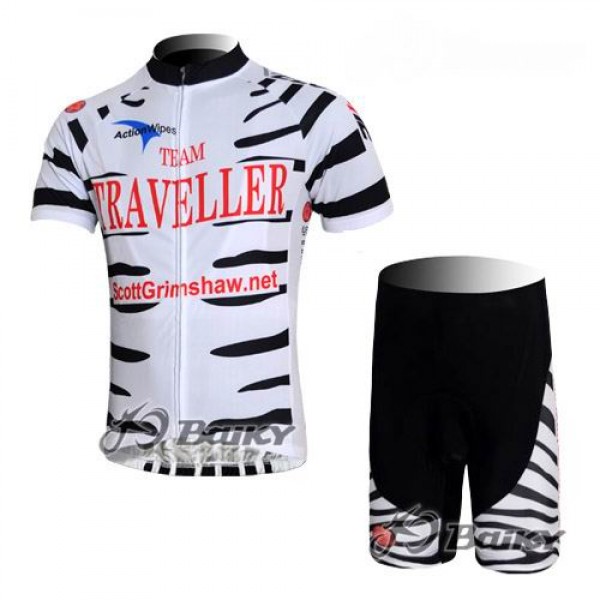 Team Traveller Kinetic Koffee Radbekleidung Radtrikot Kurzarm und Fahrradhosen Kurz Weiß Schwarz PAVU861